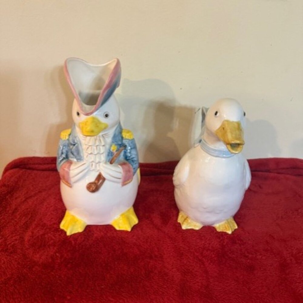 Vintage Fitz & Floyd Goose Creamer Bundle | 1980s Hand Painted Ceramic Country D